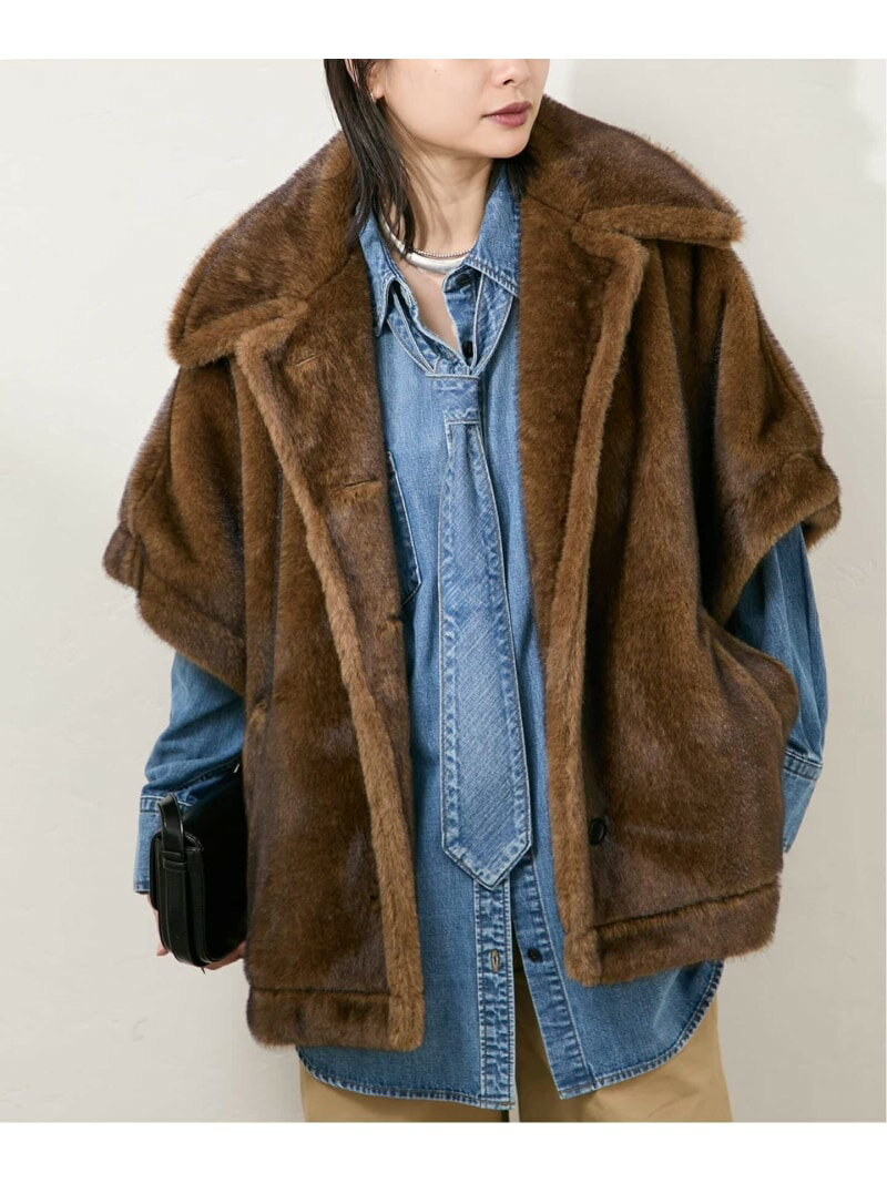 Mink Like Fur Poncho JOURNAL STANDARD ジャーナル スタンダード ジャケット・アウター ポンチョ ブラウン【送料無料】[Rakuten Fashion]