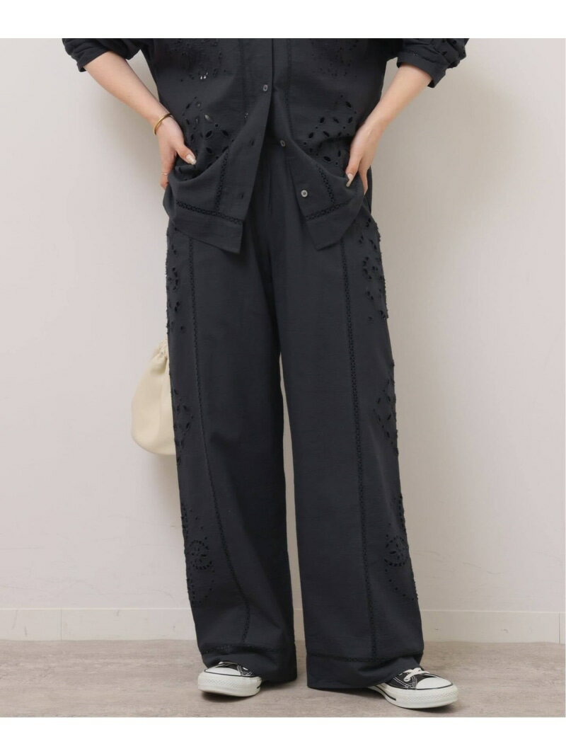 Rakuten - カットワークエンブロイダリーパンツ JOURNAL STANDARD relume ジャーナル スタンダード レリューム パンツ その他のパンツ ブラック ベージュ【送料無料】[Rakuten Fashion]