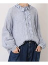 《予約》リネンストライプ フリルブラウス journal standard luxe ジャーナルスタンダード ラックス トップス シャツ・ブラウス ブラック ブ...