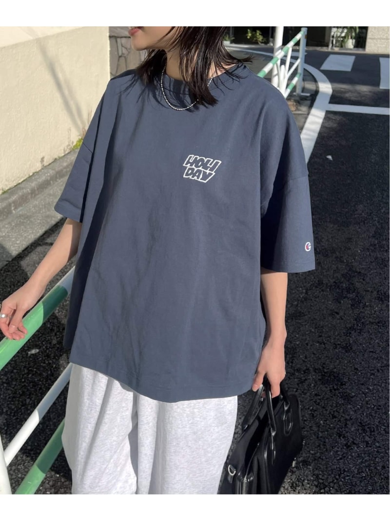 Rakuten - 《予約》別注【CHAMPION*JOURNAL STANDARD by HOLIDAY】16s/1 Jersey T-SH JOURNAL STANDARD ジャーナル スタンダード トップス カットソー・Tシャツ ブラウン ピンク ネイビー ブラック グレー ホワイト【先行予約】*【送料無料】[Rakuten Fashion]