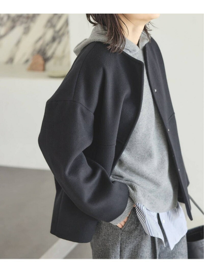 《追加予約4》スーパー140ビーバーノーカラーショートコート JOURNAL STANDARD ジャーナル スタンダード ジャケット・アウター その他のジャケット・アウター ブラック ベージュ【先行予約】*【送料無料】[Rakuten Fashion]のサムネイル