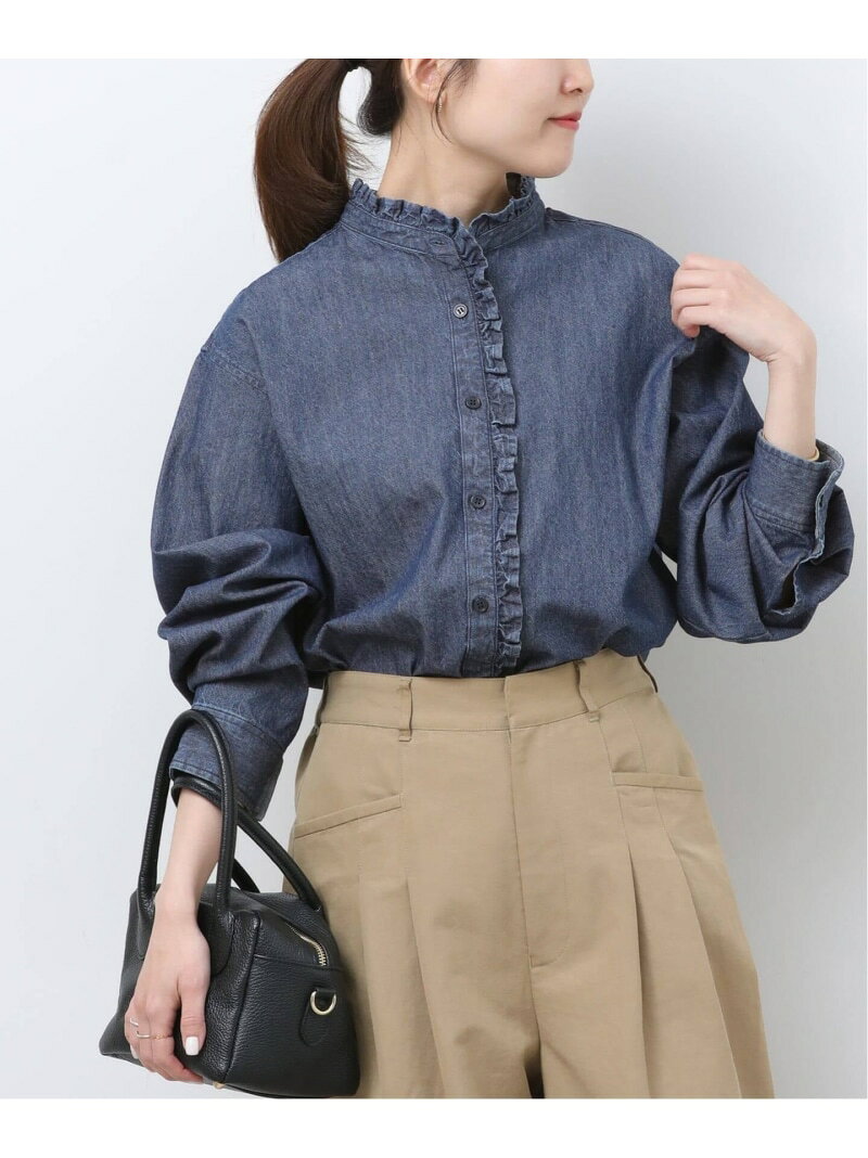 Rakuten - 《WEB限定追加4》スタンドネックデニムフリルブラウス JOURNAL STANDARD relume ジャーナル スタンダード レリューム トップス シャツ・ブラウス ブルー ネイビー【送料無料】[Rakuten Fashion]