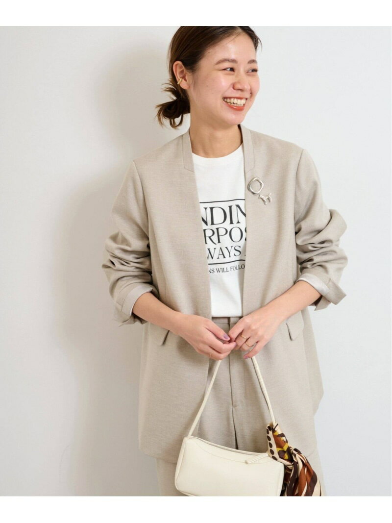 LINYツイルノーカラージャケット JOURNAL STANDARD relume ジャーナル スタンダード レリューム ジャケット・アウター ノーカラージャケット ブラウン グレー【送料無料】[Rakuten Fashion]のサムネイル