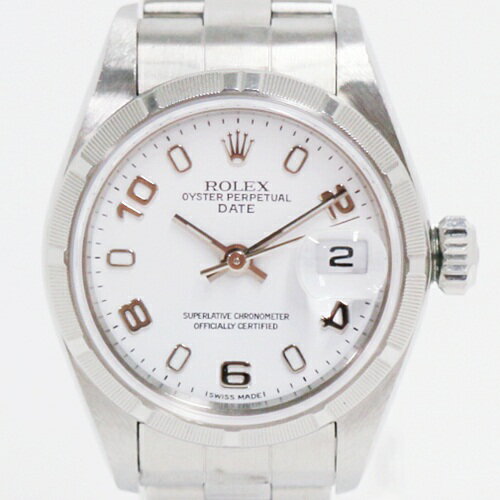 【時計】ROLEX ロレックス OYSTER PERPETUAL DATE オイスターパーペチュアルデイト ref79190 Cal2235 K番 2001年代 SS ホワイト文字盤 純正 自動巻き 稼働品 レディース腕時計 オーバーホール済【中古品】