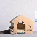 犬 猫 ペット ハウス ベッド ペットハウス 犬 木目調 洗える ペットハウス ペットベッド クッション 簡単組立 室内用 小型犬 おしゃれ かわいい