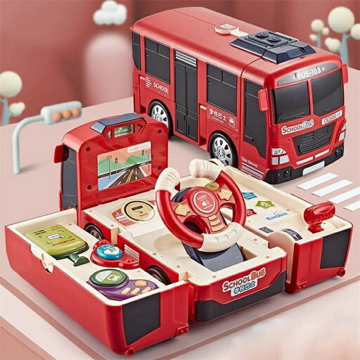 子供の運転玩具赤ちゃん漫画変換バスシミュレーションバス運転玩具車男の子と女の子多機能 子供の運転玩具赤ちゃん漫画変換バスシミュレーションバス運転玩具車男の子と女の子多機能