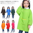 送料無料3歳から15歳まで使える キッズ スモック 長袖 ジュニア 子供用 ロング丈 スモック 女の子 男の子 無地 ポケット付き 絵かき 調理実習 小学生 幼...
