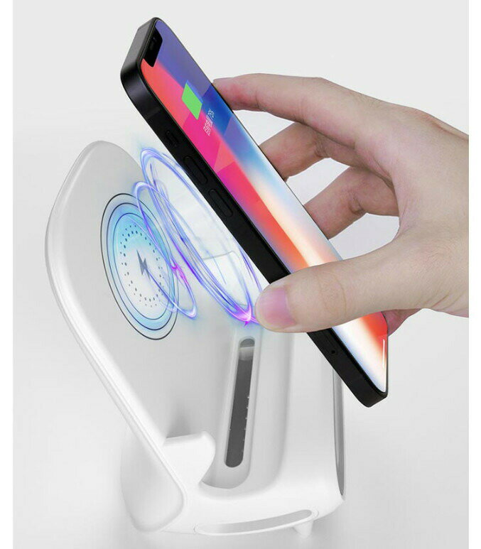 ワイヤレス充電 スタンド スピーカー 無線充電器 充電ドック 置くだけ充電 マルチ 急速 iPhone 充電 Dock式ドック式 おしゃれ インテリア Qi かわいい 同時 北欧 人気 スマホ タブレットスタンド ホワイト