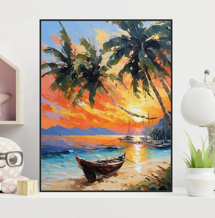 母の日 父の日 油絵 絵画 インテリア 油絵 セット 油絵風 壁掛け 美術品 数字 塗り絵 大人の 塗り絵 塗り絵 キット セット 風景画 ハワイの景色 DIY...