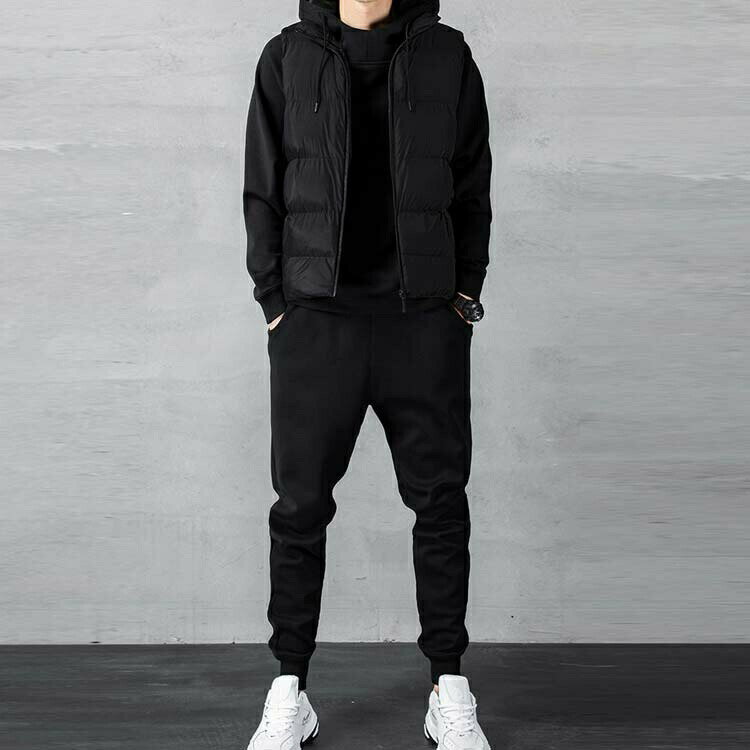 ジップアップ ルームウェア フード付き セットアップ 長袖 ジャージ 3点セット 上下セット パーカー メンズ 中綿ベスト プルオーバー 長袖 裏起毛 スウェットパンツ 防寒 暖かい 冬服 スウェット 普段着 部屋着 厚手 男女兼用 スポーツウェア 秋 冬 カジュアル