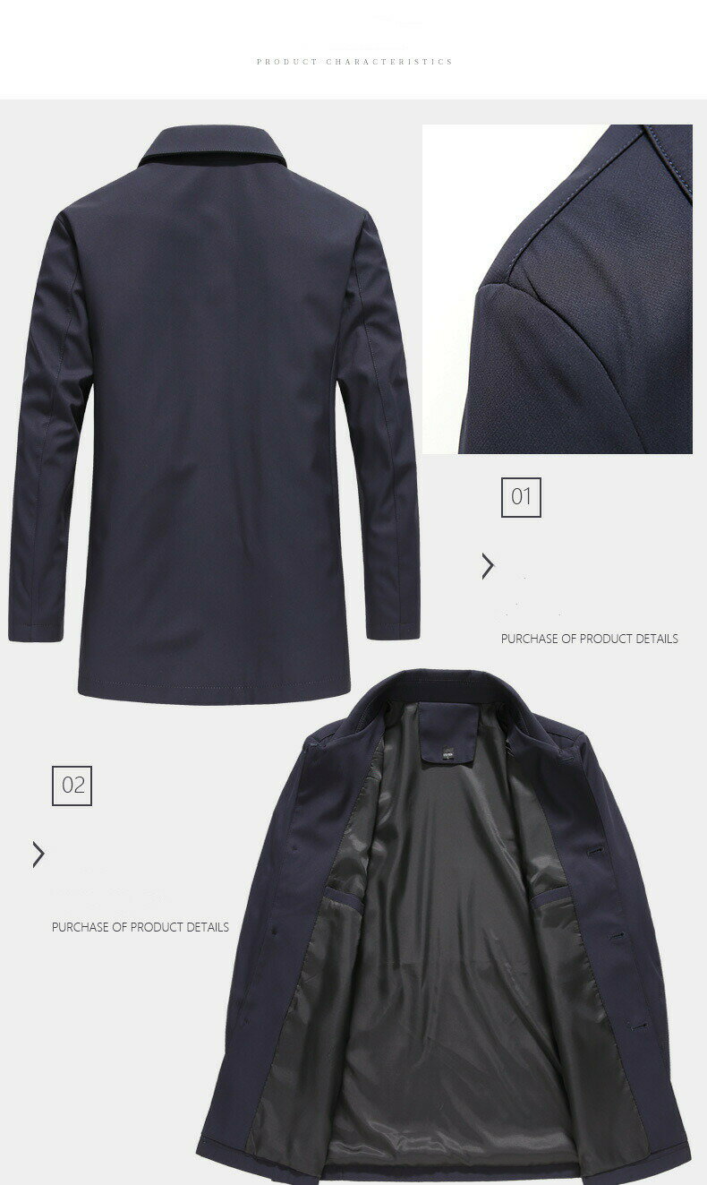 スプリングコートメンズ　通勤コート 　コート メンズ　 メンズコート ボンディング素材 無地 中綿撥水加工　ブラック グレー ダークネイビー S M L LL 3L ビジネスコート スプリングコート　ステンカラーコート メンズ コート ボンディング素材 無地 　プレゼント新社会人