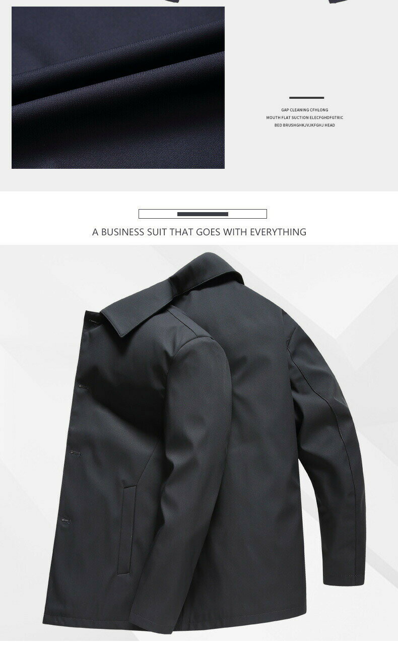 スプリングコートメンズ　通勤コート 　コート メンズ　 メンズコート ボンディング素材 無地 中綿撥水加工　ブラック グレー ダークネイビー S M L LL 3L ビジネスコート スプリングコート　ステンカラーコート メンズ コート ボンディング素材 無地 　プレゼント新社会人