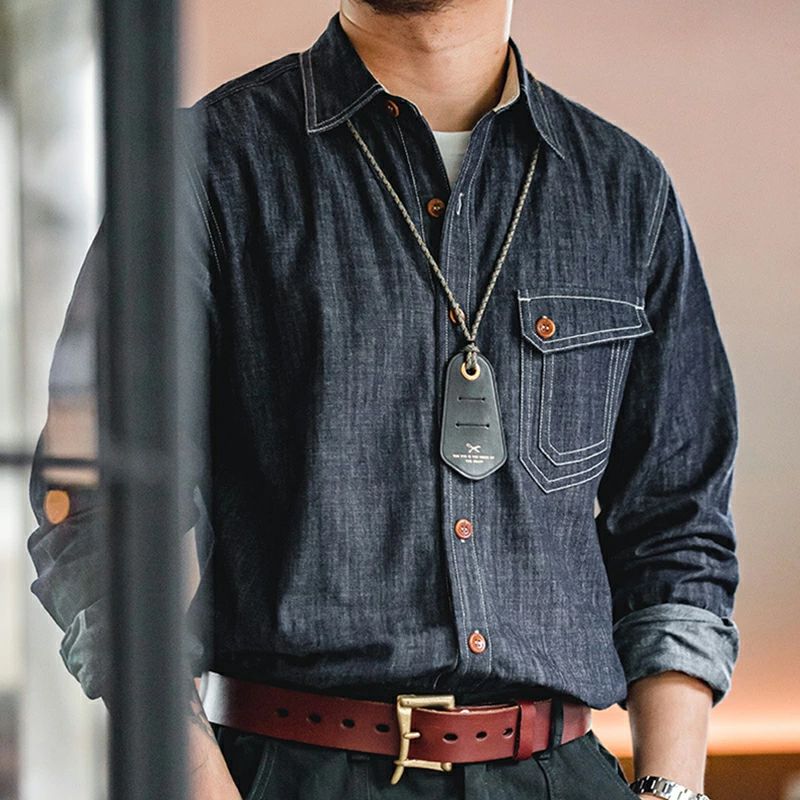 「万能シャツ」CPOジャケット CPOシャツ デニム コットン メンズシャツ ジャケット アンカーボタン 作業着 ワークシャツ 長袖シャツ ビジネス 通勤 NAVY 海軍 アメカジ ミリタリーシャツ パッチポケット アンカーボタン 復古 トレロ