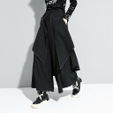 ワイドパンツ レイヤード スカートパンツ レディース ボトムス 袴パンツ ガウチョパンツ 無地 薄手 黒 変形 v系 モード ストリート 春 夏 秋