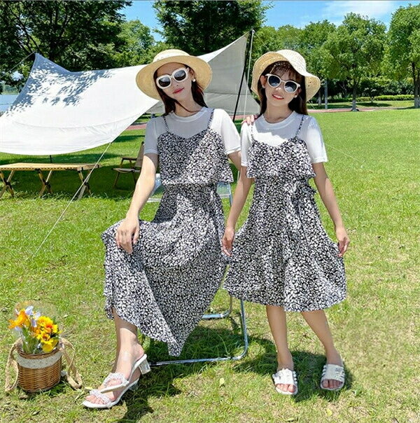 親子ペアルック ワンピース 夏 親子コーデ ワンピース ワンピース 親子コーデ ロング丈 女の子 ママ 娘..