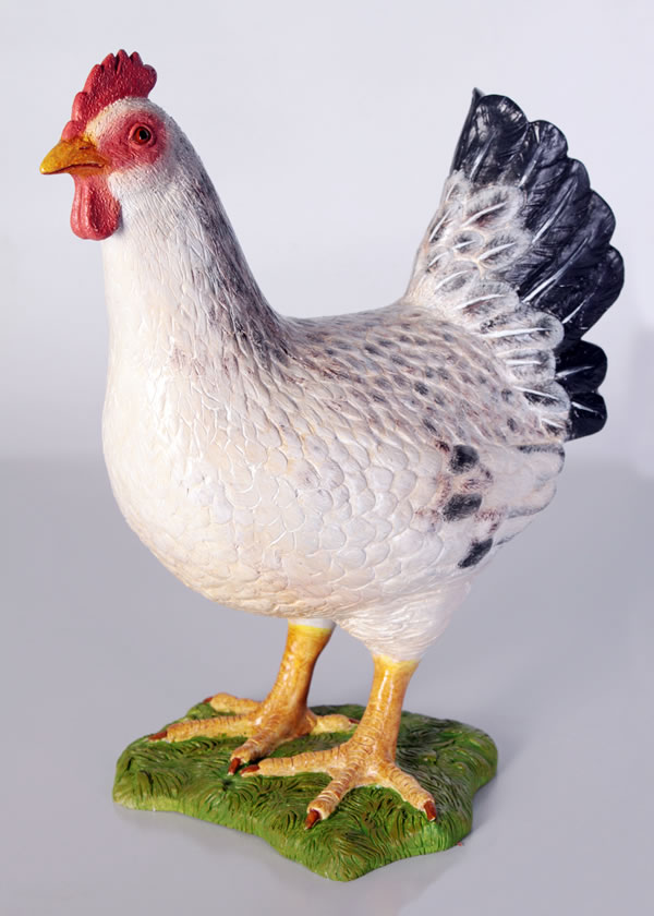 置物動物インテリア鶏ニワトリ動物オブジェ 白い雌鳥 / Hen White　fr100041A
