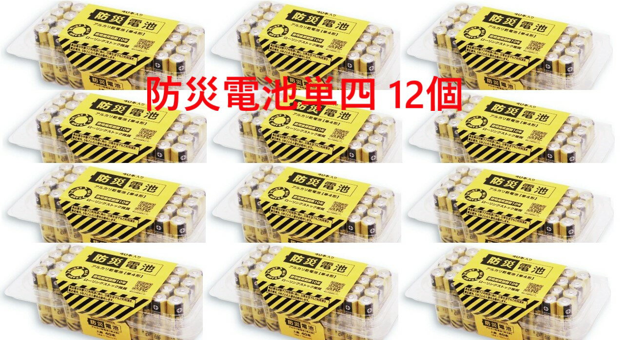 推奨期限10年　単四　12箱セット　まとめ【送料無料】兼松 防災電池　防災単四乾電池　防災単4形電池専用プラスチックケース入りメーカー推奨期限約10年　単四アルカリ乾電池　※防災単四乾電池40本（4本×10）×12箱