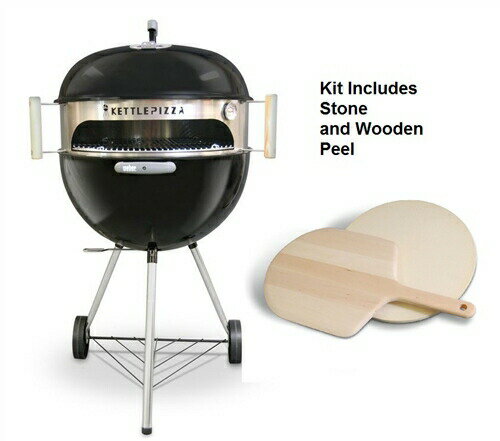 Weber Wooden タイプ 【輸入品】【アメリカ製】KPD-22 ケトルピザ デラックスキット (ピザ窯アタッチメント・ウッドピール・ピザストーン）KettlePizza Deluxe Kit for 18.5-Inch and 22.5-Inch Kettle Grills