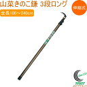 山菜きのこ鎌 3段ロング SKK-02 日本製 鎌 カマ かま 山菜取り用 きのこ キノコ キノコ狩り コンパクト 替刃式 伸縮式 アルミパイプ柄 軽量 丈夫 ...
