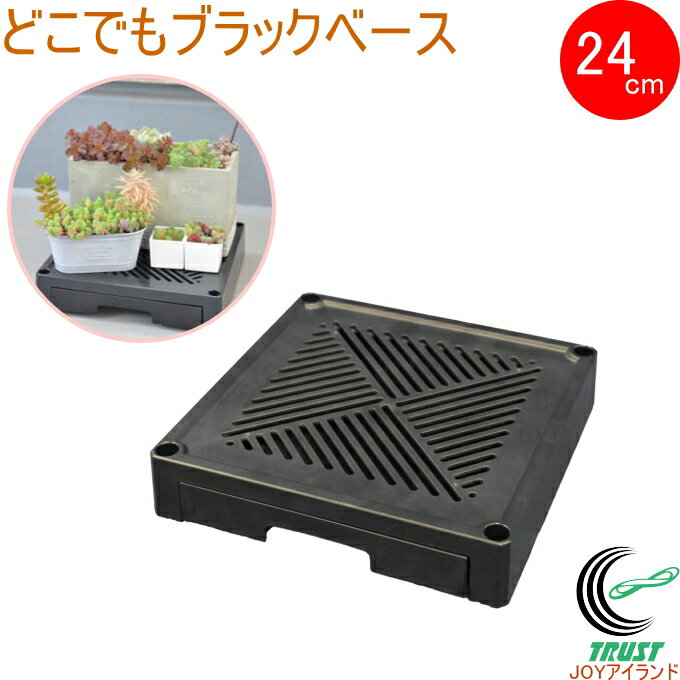 Flower Stand - どこでもブラックベース 24cm 排水トレイ付 1個 送料無料 日本製 フラワースタンド スタンド 四角 ブラック 24×24×5cm 鉢 鉢台 植木鉢 プランター置き 園芸 菜園 家庭菜園 野菜 植物 花 通気性 排水性 ナメクジ対策 ガーデニング 第一ビニール DAIM カーメン君