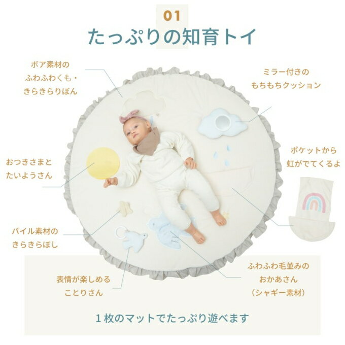 知育マット 100×100cm 1010415216 プレイマット マット 知育マット ベビーマット 室内 ラグ 子供 ベビー 赤ちゃん おすすめ おしゃれ ギフト お祝い クッション おもちゃ 取り外し 洗える リバーシブル おうち時間 キスベビー KISS BABY シンセーインターナショナル