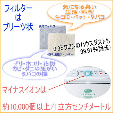 ツインバード　マイナスイオン発生　空気清浄機　（AC-D358PW）　【RCP】【マイナスイオン】【お部屋】【空気】【キレイ】【綺麗】【脱臭】【臭い】【生活臭】【花粉】【フィルター】【清音】【タイマー】【風量】【店頭受取対応商品】