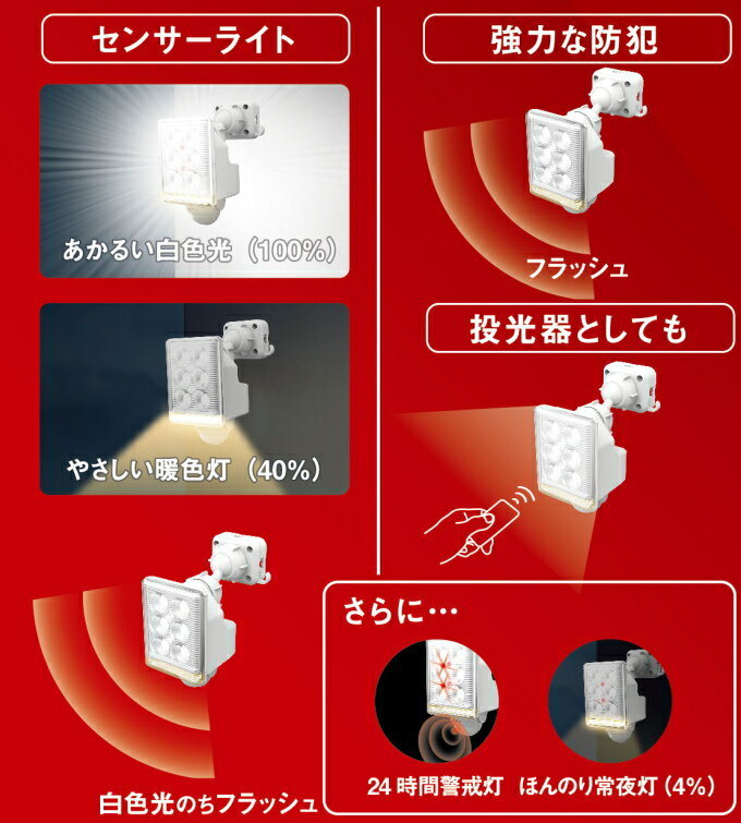 9W×1灯 フリーアーム式 LEDセンサーライト リモコン付 LED-AC1009 RCP 送料無料 屋内 屋外 コンセント式 遠隔操作 リモコン付 小型 LED センサー ライト 照明 防災グッズ 防災 防犯 停電 災害 非常時 シンプル 店頭受取対応商品