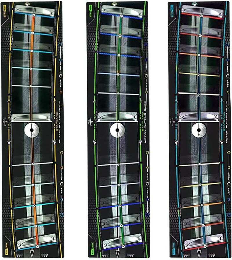 パター練習マット 右利き用 パター矯正器具 ストロークテンプレート 3種類タイプセット パター練習用マット ダイナミックプッシュロッドガイドパッド パター練習器具 パッティングマット パッティング練習 テンプレート距離感練習 男女兼用 室内外適用