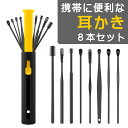 耳かき 携帯 耳掃除 耳垢 8本 セット みみ そうじ コンパクト イヤークリーナー　スクリュー ステンレス スライド 簡単 便利 使いやすい 持ち運び プラスチック ケース ラッピング プレゼント ギフト