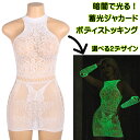 蓄光 ボディ ストッキング ボディコン ジャカード セクシー ランジェリー エロ 下着 インナー オープンクロッチ アームカバー タイツ 衣装 コスプレ 体系 スケスケ ドレス ミニスカート 光る 暗闇 パーティー レース ワンピ パンスト オーバーニー 穴開き ベビードール