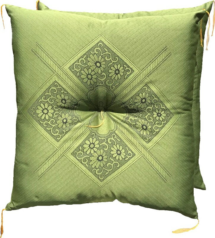 座布団 ざぶとん わた入り 4枚セット フクレ グリーン 4枚組 製品 約 59x63 cm 59 63 59x63 八端判 ハイウェー 送料無料 来客用 返礼...