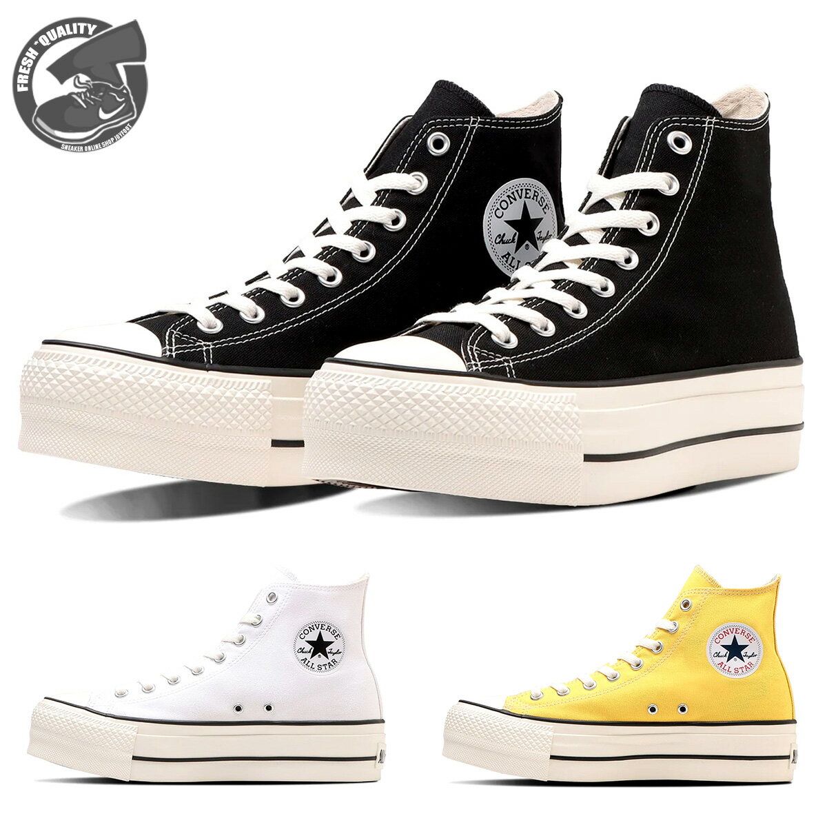 CONVERSE ALL STAR R LIFTED HI 3カラー BLACK ,WHITE,EGG YELLOW コンバース オールスター R リフテッド ハイ ブラ…