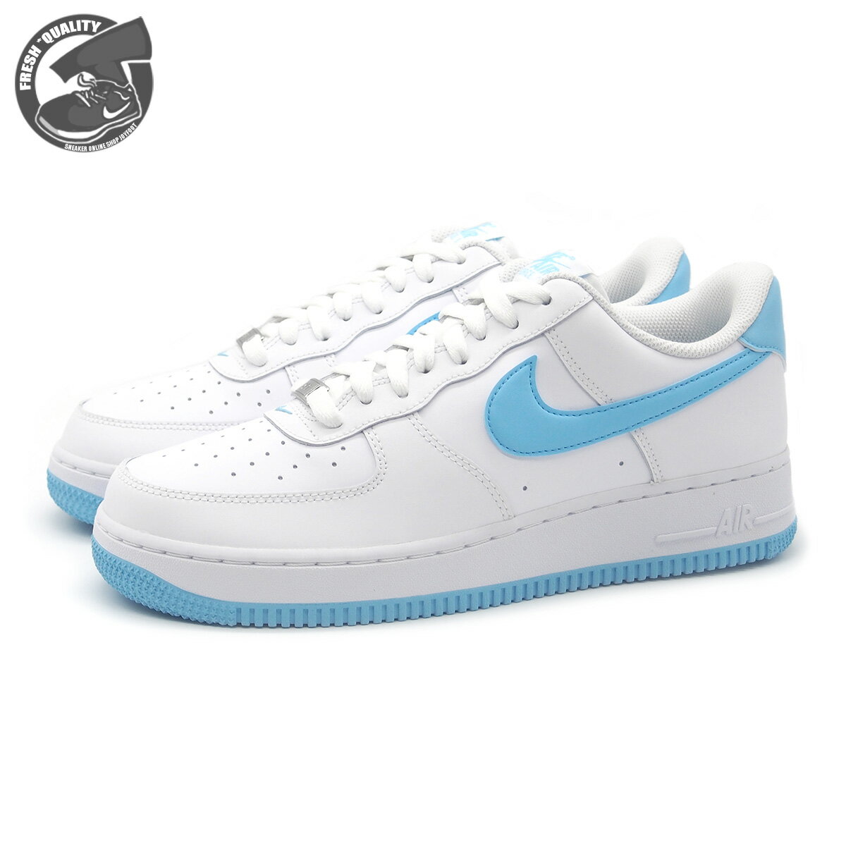 NIKE AIR FORCE 1 ’07 WHITE/WHITE/AQUARIUS BLUE fq4296-100 ナイキ エアフォース1 07 ホワイト/ホワイト/アクエリアス ブルー メンズ