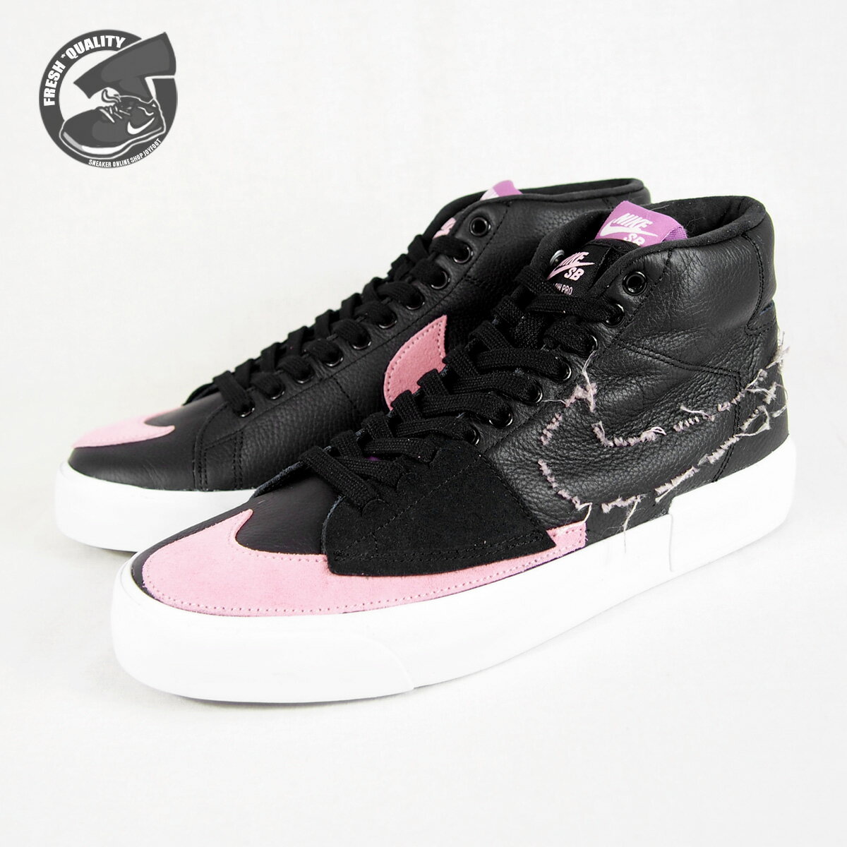 NIKE SB ZOOM BLAZER MID EDGE L BLACK/PINK RISE-WHITE DA2189-002 ナイキ スケートボーディング ズーム ブレザー ミッド エッジ L ブラック/ピンク ライズ-ホワイト メンズ