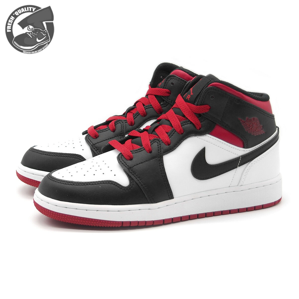 NIKE AIR JORDAN 1 MID GS WHITE/BLACK/GYM RED dq8423-106 ナイキ エアジョーダン 1 ミッド GS ホワイト/ブラック/…