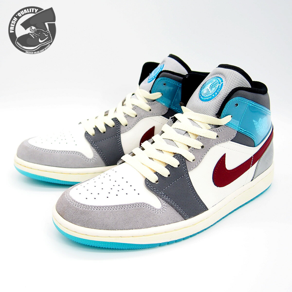 NIKE AIR JORDAN 1 MID SE “EXPLORATION UNIT” SAIL/GRAY-BLUE-RED FB1870-161 ナイキ エアジョーダン 1 ミッド SE エクスプロレーション ユニット セイル/グレイ ブルー レッド メンズ