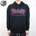 th95214-purple THRASHER FLAME OUTLINE USA COTTON SWEAT PARKA BLACK/PURPLE スラッシャー コットン スウェット パーカー ブラック/パープル