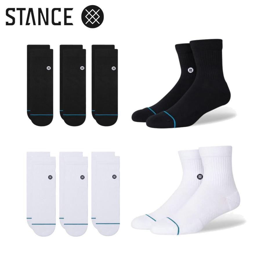 STANCE ICON QUARTER 3 PACK A356A21IQP スタンス ソックス アイコン クオーターソックス 3足セット ブラック ホワイト 3足セット メンズ 靴下