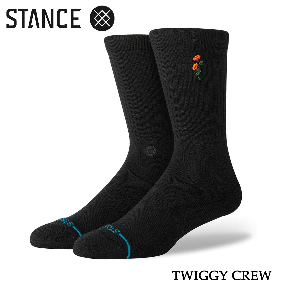乐天商城 - STANCE TWIGGY CREW BLACK A556A25TWI スタンス ツイッギー クルー ブラック ソックス