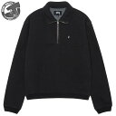 ステューシー ジップアップパーカー メンズ STUSSY HALF ZIP MOCK NECK SWEATSHIRT BLACK 118539 ステューシー ハーフ ジップ モック ネック スエットシャツ ブラック 2024SP