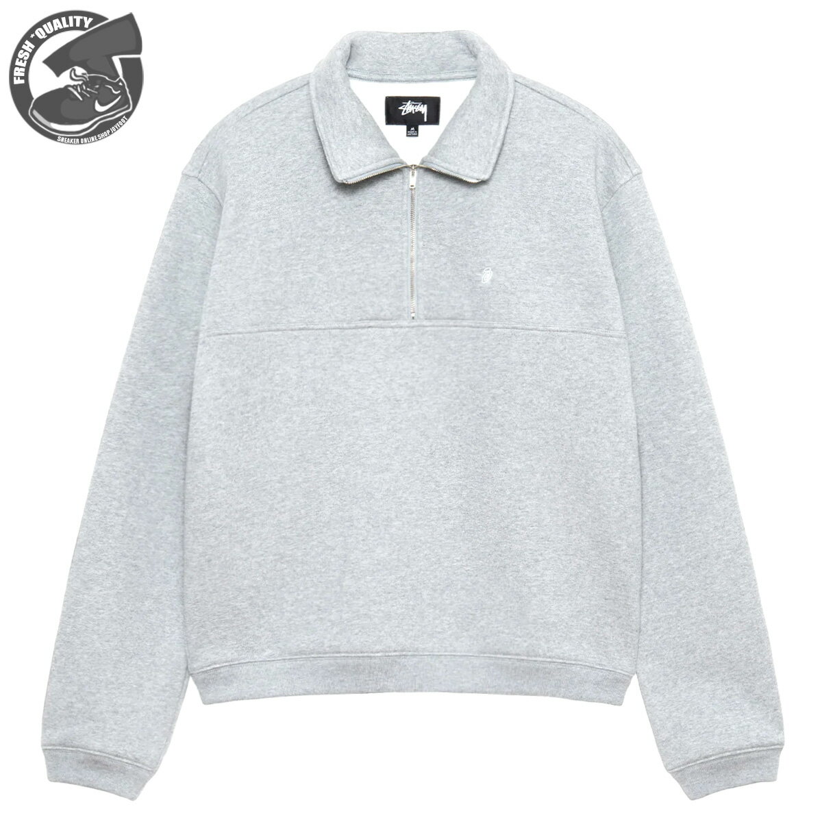 ステューシー パーカー メンズ STUSSY HALF ZIP MOCK NECK SWEATSHIRT GREY HEATHER 118539 ステューシー ハーフ ジップ モック ネック スエットシャツ グレー ヘザー 2024SP