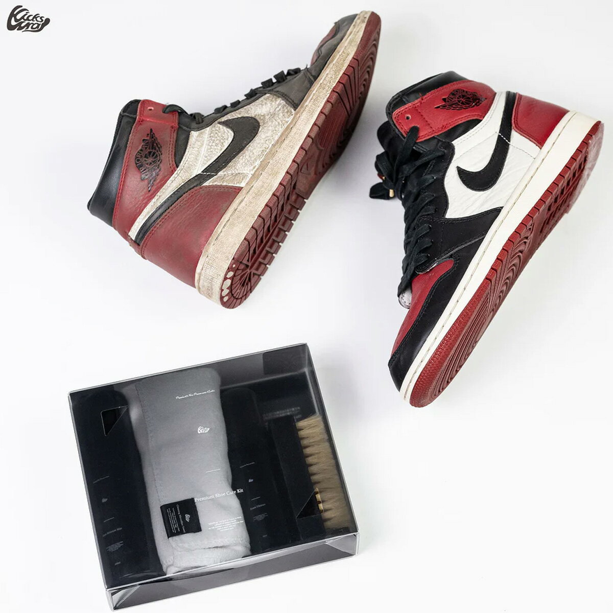 KICKSWRAP PREMIUM SHOE CARE KIT kw-105 キックスラップ プレミアム シューケア キット レザー スエード ヌバックケアを行えるワンランク上のシューケアキット