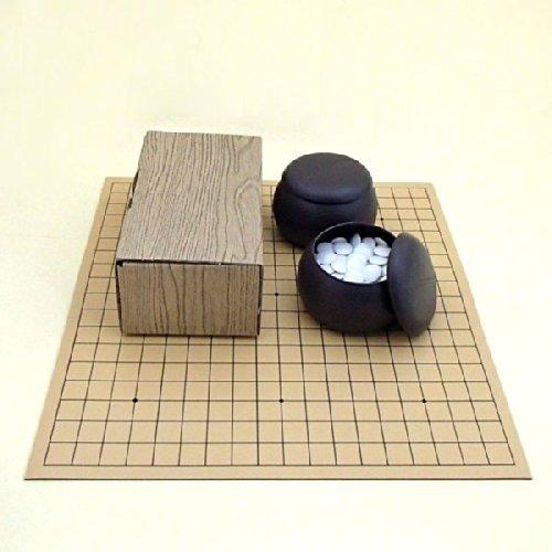 囲碁盤セット ピタット動きにくい ゴム盤の碁盤（日本棋院取扱）13路・19路両用とプラスチック碁笥・碁石（約6mm厚）普及セット 入門にも便利