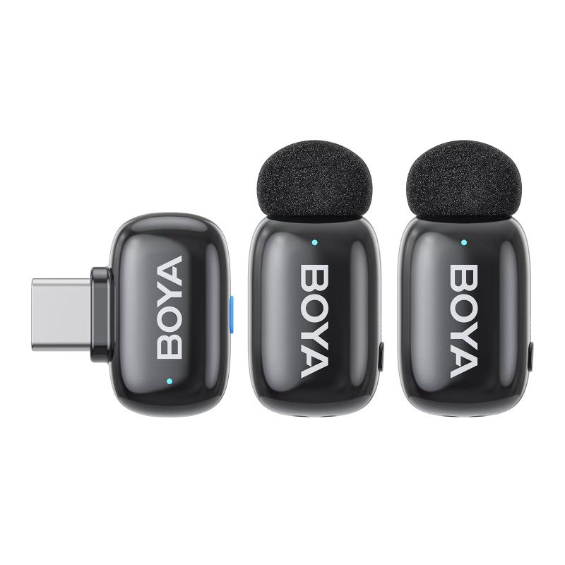 BOYA BOYAMIC2 ワイヤレスピンマイクタイプc&Lightning無線マイク iPhone 16シリーズ対応 Android&iPhone用 USB-C 瞬時接続 ノイズ軽減 プラグ＆プレイ 伝送距離100m 2人用 AI音声変換 38時間連続使