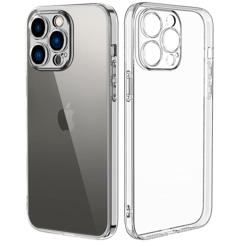 TUTUWEN「 iPhone 14pro 用 」ケース クリア 全透明 ソフト TPU 薄型 軽量 レンズ保護 耐衝撃 エアバッグ 滑り止め/すり傷 透明 〔美しい、光沢感、軽·薄〕ストラップホール付き ワイヤレス充電対