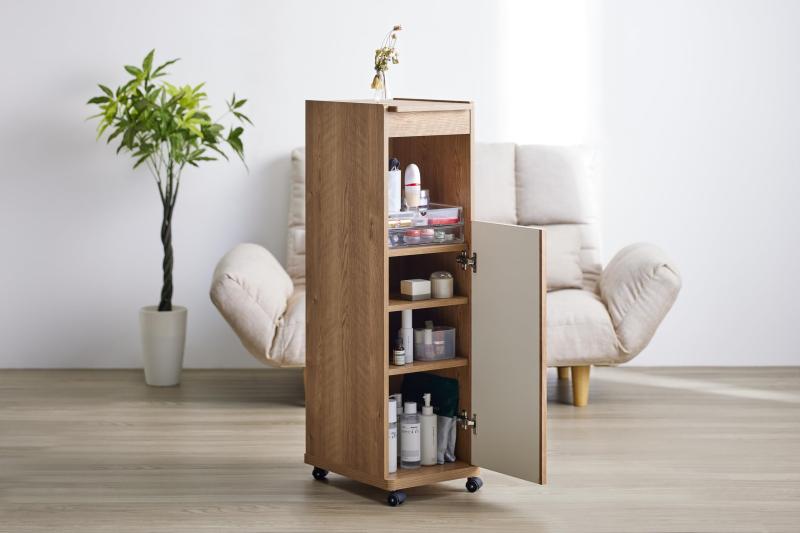 朝日木材加工(Asahiwood) ドレッサーワゴン L-forme ル 幅29.4×奥行39×高さ100.6cm コスメストレージ コスメ収納 スリムドレッサー 大容量 LFM-1030DR-