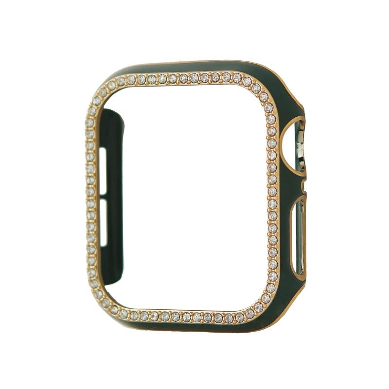 Gaacal プラスチック製Apple watch ケース アップルウォッチ保護ケース装着簡単 ダイヤカットストーン付き グリーンフレーム 超薄型 耐衝撃Series6 SE 5 4カバー Series6 SE 5 4カバー38mm 40mm 42mm 44mm素材 PC(ポリカーボネート)素材互換性 対応機種：Apple Watch 1/2/3/4/5/6/SE（Apple Watch 1/2/3/4/5/6/7/SE）1.5インチ（38 mm）、1.6インチ（40 mm）、1.7インチ（42 mm）、1.7インチ（44 mm）快適な操作性 ケースをつけたまま、タッチパネルにそのまま触れ、スピーカー、マイクはすべて簡単にアクセスできます。各ボタンはケース上からプッシュ動作が可能で、快適に操作できます。ケースを装着したままで、マグネット式充電ケーブルでApple Watchを充電可能です。様々な場合使用可能 アップルウォッチ フレームは特別なデザイン、男女問わず装着できる。カラーバリエーションが豊富なので自分好みのカラーを見つけやすい。ビジネス、デート、ショッピング、アウトドアスポーツ、休暇、さまざまなシーンに適用できます装着簡単 バンドを外さなくでも、アップルウォッチ本体にはめ込むだけで、手軽に装着できます。初心者にも簡単に取り扱います。撥水加工により、汚れなどがついてしまっても濡れた布でふくことができます。