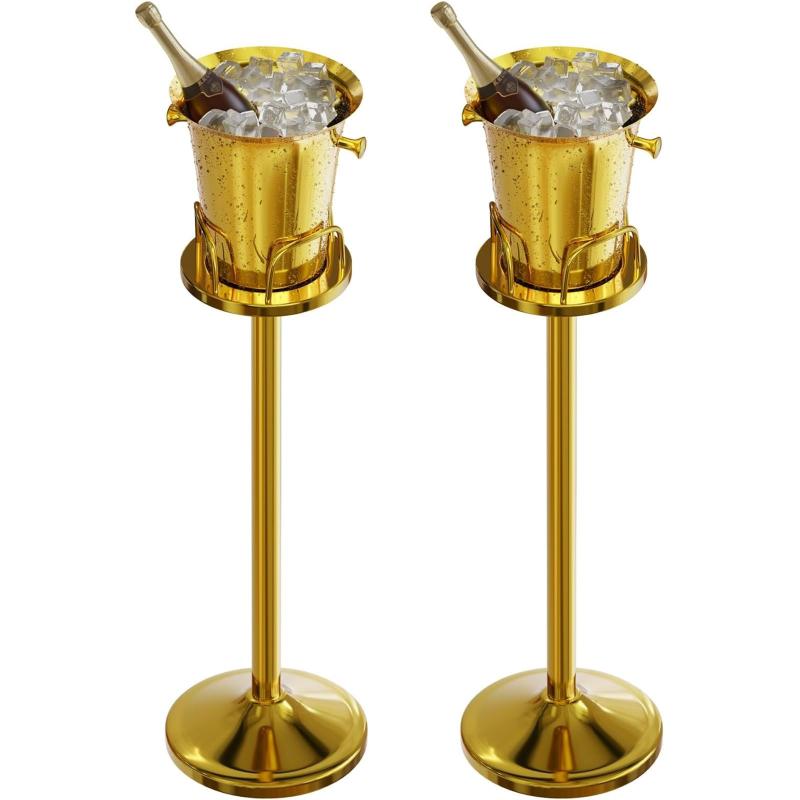 Ice Bucket with Stand Standing Champagne bucket for Party Stainless Steel Wine Bucket Wine Cooler with Stand 5L Wine Chiller fo joyful11-10044674 ジョイフル39楽天市場店 サンプル画像3