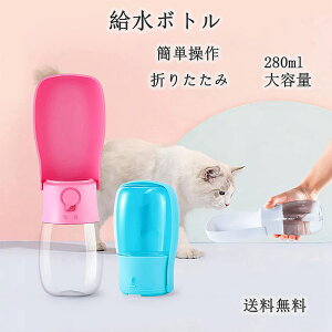 ペットウォーターボトル 犬 猫 給水器 折りたたみ 水槽付き 水飲み器 水漏れ防止 携帯用 みずのみ器 散歩 アウトドア 外出 持ち運び ドライブ 旅行