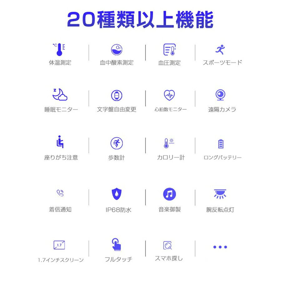 スマートウォッチ 体温測定 血圧測定 血中酸素 1.28インチ 心拍 歩数 健康管理 腕時計 着信通知 IP68防水 プレゼント
